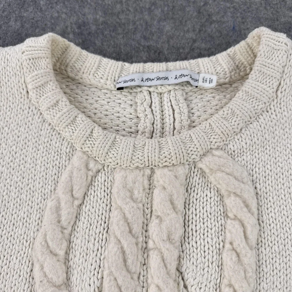 & Other Stories Sweater Womens Large Cream Beige Chunky Cable Knit Wool Blend - Picture 3 of 10